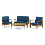 Ensemble de conversation d'extérieur 4 places en bois d'acacia Willowbrook par Christopher Knight Home