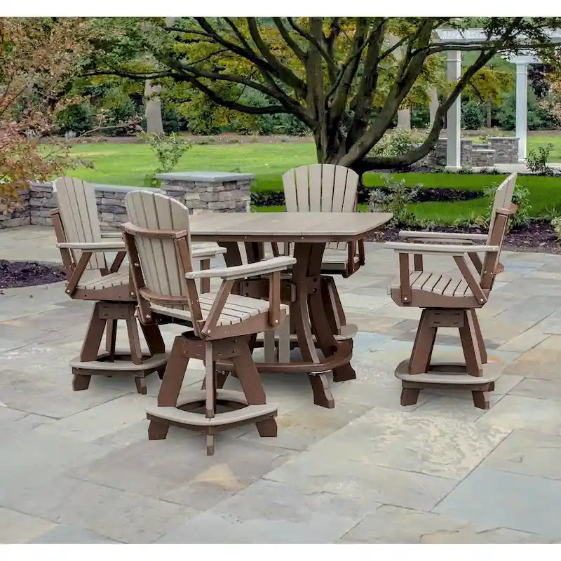 OS Home and Office Five Piece Square Counter Height Dining Set in Weatherwood on a Tudor Brown Base