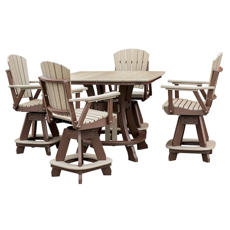 Ensemble de salle à manger carré 5 pièces hauteur comptoir OS Home and Office en bois patiné sur une base marron Tudor