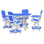 Ensemble de salle à manger cinq pièces de hauteur comptoir carré OS Home and Office en bleu sur une base blanche