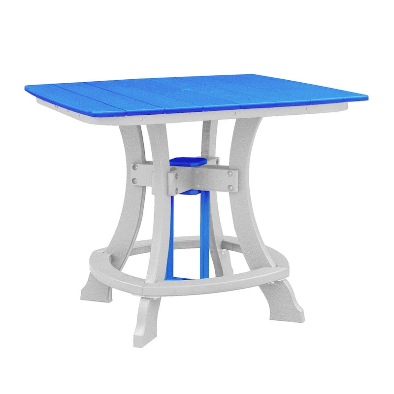 Ensemble de salle à manger cinq pièces de hauteur comptoir carré OS Home and Office en bleu sur une base blanche