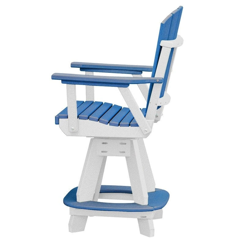 Ensemble de salle à manger cinq pièces de hauteur comptoir carré OS Home and Office en bleu sur une base blanche
