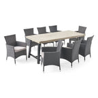 Ensemble de salle à manger d'extérieur 8 places en bois et osier Flamingo par Christopher Knight Home