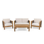 Ensemble de conversation d'extérieur Linwood 4 pièces en bois d'acacia par Christopher Knight Home