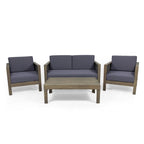Ensemble de conversation d'extérieur Linwood 4 pièces en bois d'acacia par Christopher Knight Home