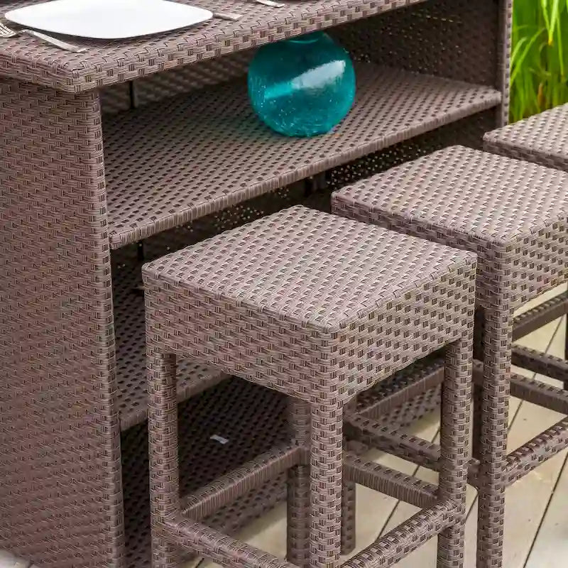 Ensemble de bar 7 pièces en osier marron Milton Outdoor de Christopher Knight Home