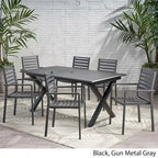 Ensemble de salle à manger d'extérieur moderne 6 places en aluminium Pabara avec table extensible par Christopher Knight Home