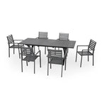 Ensemble de salle à manger d'extérieur moderne 6 places en aluminium Pabara avec table extensible par Christopher Knight Home