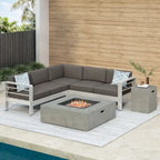 Ensemble de 5 canapés d'extérieur Cape Coral avec foyer par Christopher Knight Home