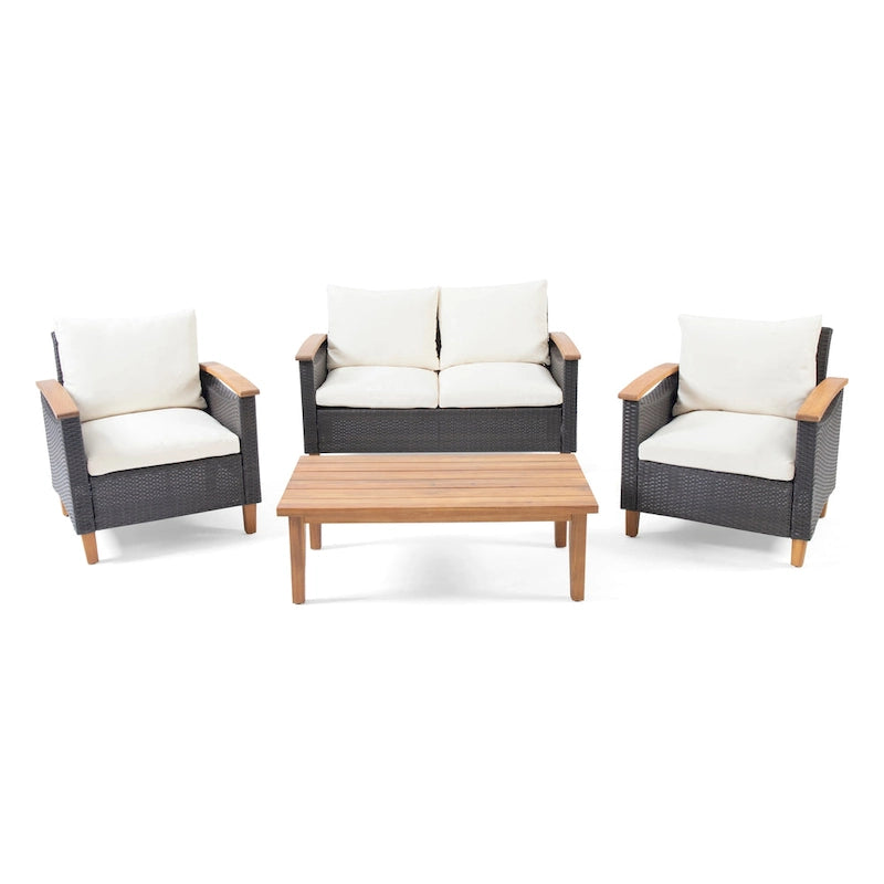 Ensemble de conversation à table basse 4 places Isla Outdoor par Christopher Knight Home