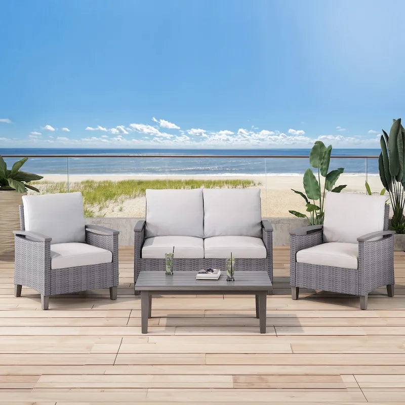 Ensemble de conversation à table basse 4 places Isla Outdoor par Christopher Knight Home