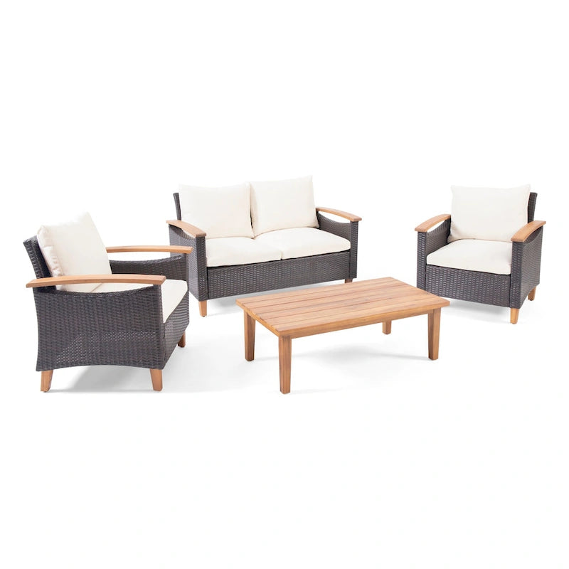 Ensemble de conversation à table basse 4 places Isla Outdoor par Christopher Knight Home