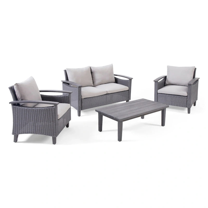 Ensemble de conversation à table basse 4 places Isla Outdoor par Christopher Knight Home