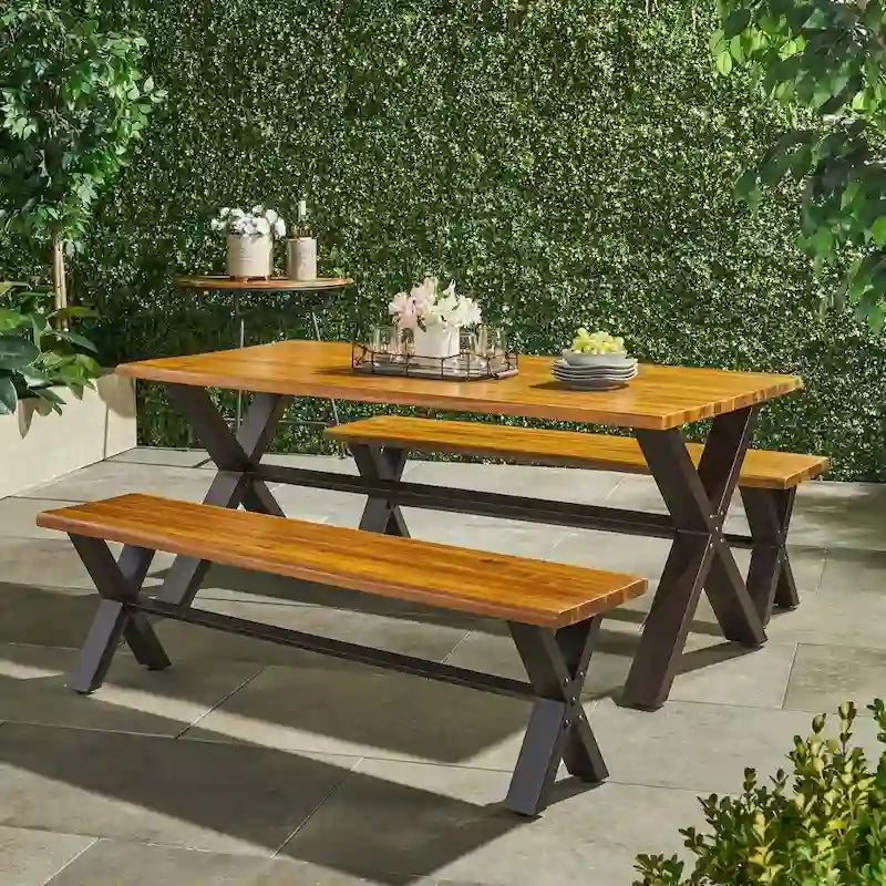 Sanibel Outdoor 3-piece Acacia Wood Dining Set by Christopher Knight Home