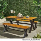 Ensemble de salle à manger d'extérieur 3 pièces Sanibel en bois d'acacia par Christopher Knight Home