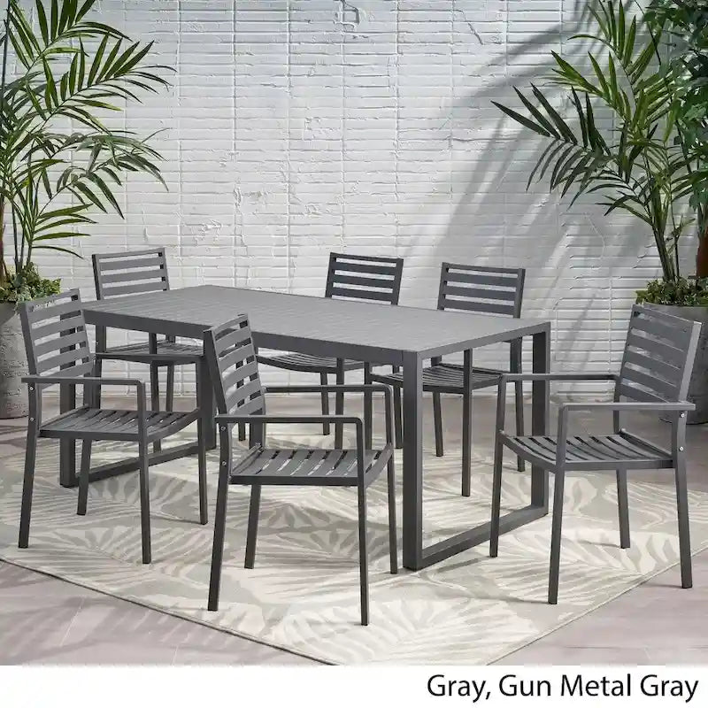 Ensemble de salle à manger en aluminium 6 places Paz par Christopher Knight Home