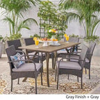 Ensemble de salle à manger d'extérieur 7 pièces en bois et osier San Andres par Christopher Knight Home