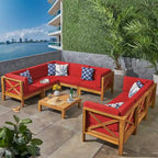 Ensemble de canapé d'angle 9 pièces en bois d'acacia Brava de Christopher Knight Home