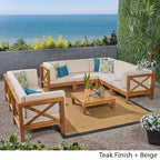Ensemble de canapé d'angle 9 pièces en bois d'acacia Brava de Christopher Knight Home