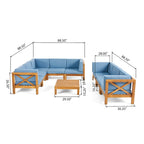 Ensemble de canapé d'angle 9 pièces en bois d'acacia Brava de Christopher Knight Home