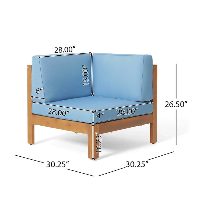 Ensemble de canapé d'angle 9 pièces en bois d'acacia Brava de Christopher Knight Home
