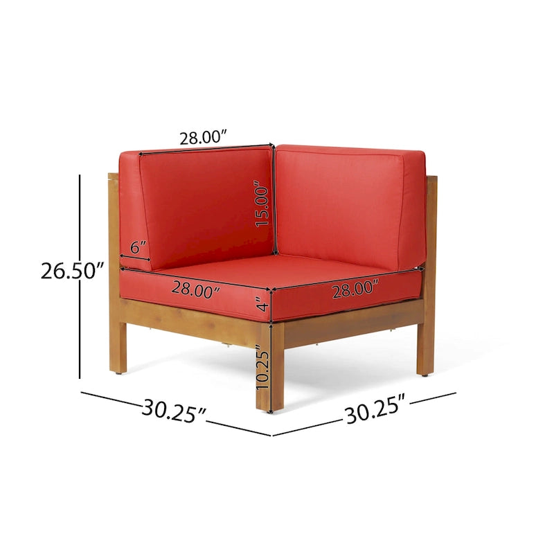 Ensemble de canapé d'angle 9 pièces en bois d'acacia Brava de Christopher Knight Home