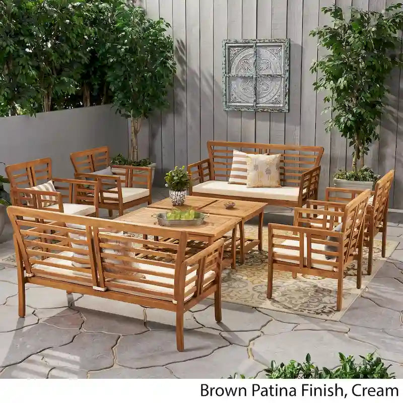 Ensemble de conversation 8 places en bois d'acacia Caydon de Christopher Knight Home