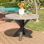 Ensemble de salle à manger d'extérieur transitionnel 5 pièces en osier Sanibel avec table en béton léger par Christopher Knight Home