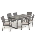 Ensemble de salle à manger d'extérieur 6 places en bois d'acacia Garner avec chaises en osier par Christopher Knight Home