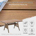 Outsunny Ensemble de 6 canapés de terrasse en osier avec table basse en plastique imitation bois et coussins, gris chiné - 174 x 61 x 71,7 cm
