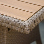Outsunny Ensemble de 6 canapés de terrasse en osier avec table basse en plastique imitation bois et coussins, gris chiné - 174 x 61 x 71,7 cm