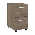 Classeur mobile Noyer Hickory/Gris/Blanc avec 2 tiroirs verrouillables et roulettes doubles