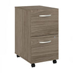 Classeur mobile Noyer Hickory/Gris/Blanc avec 2 tiroirs verrouillables et roulettes doubles