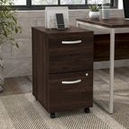 Classeur mobile Noyer Hickory/Gris/Blanc avec 2 tiroirs verrouillables et roulettes doubles