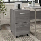 Classeur mobile Noyer Hickory/Gris/Blanc avec 2 tiroirs verrouillables et roulettes doubles