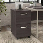 Classeur mobile Noyer Hickory/Gris/Blanc avec 2 tiroirs verrouillables et roulettes doubles