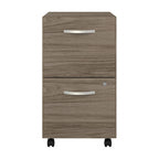 Classeur mobile Noyer Hickory/Gris/Blanc avec 2 tiroirs verrouillables et roulettes doubles