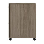 Classeur mobile Noyer Hickory/Gris/Blanc avec 2 tiroirs verrouillables et roulettes doubles