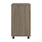 Classeur mobile Noyer Hickory/Gris/Blanc avec 2 tiroirs verrouillables et roulettes doubles