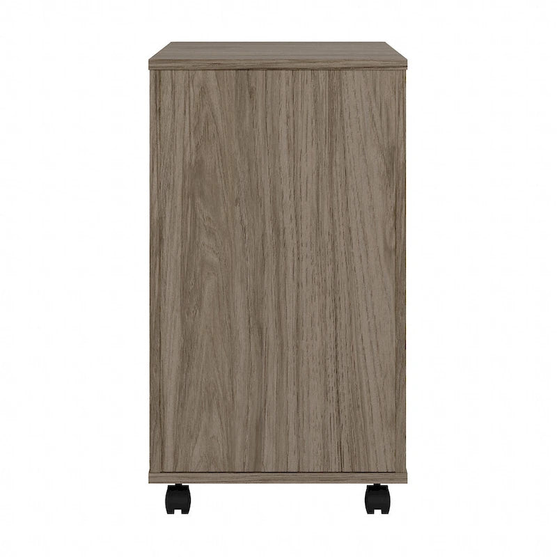 Classeur mobile Noyer Hickory/Gris/Blanc avec 2 tiroirs verrouillables et roulettes doubles