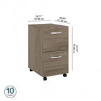 Classeur mobile Noyer Hickory/Gris/Blanc avec 2 tiroirs verrouillables et roulettes doubles