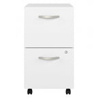 Classeur mobile Noyer Hickory/Gris/Blanc avec 2 tiroirs verrouillables et roulettes doubles