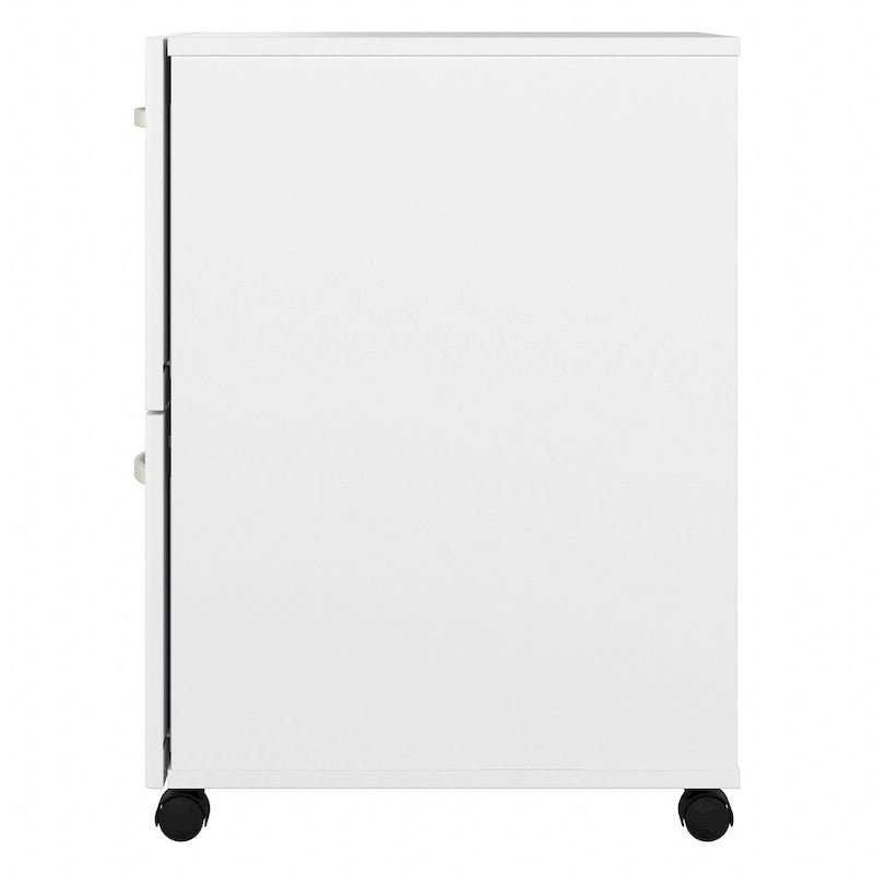 Classeur mobile Noyer Hickory/Gris/Blanc avec 2 tiroirs verrouillables et roulettes doubles