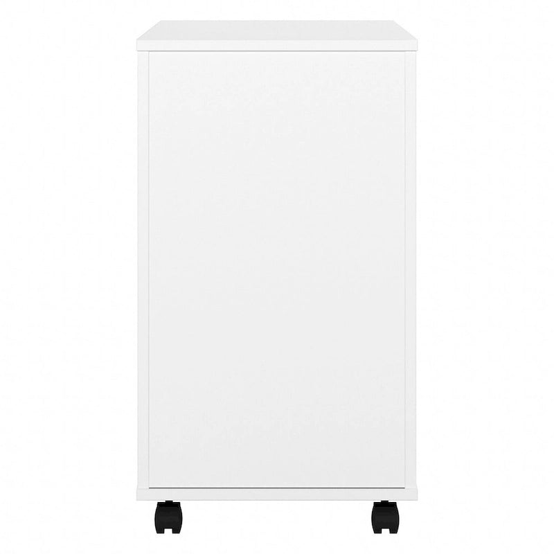 Classeur mobile Noyer Hickory/Gris/Blanc avec 2 tiroirs verrouillables et roulettes doubles