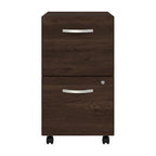 Classeur mobile Noyer Hickory/Gris/Blanc avec 2 tiroirs verrouillables et roulettes doubles