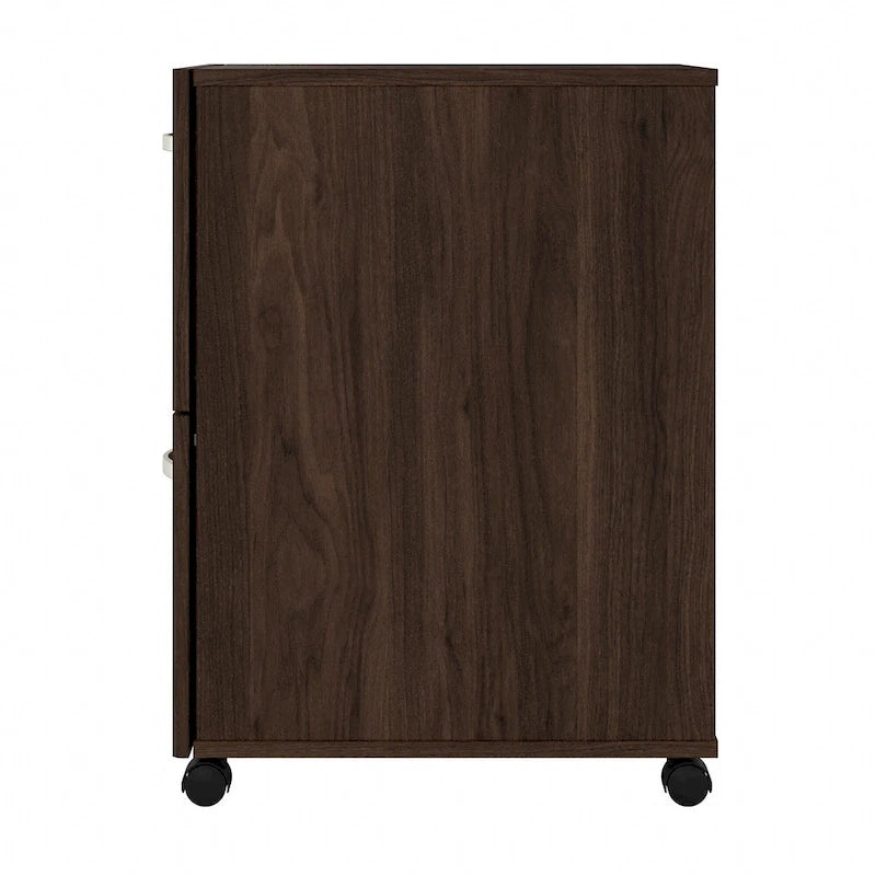 Classeur mobile Noyer Hickory/Gris/Blanc avec 2 tiroirs verrouillables et roulettes doubles