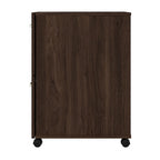 Classeur mobile Noyer Hickory/Gris/Blanc avec 2 tiroirs verrouillables et roulettes doubles