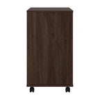 Classeur mobile Noyer Hickory/Gris/Blanc avec 2 tiroirs verrouillables et roulettes doubles