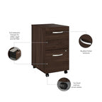 Classeur mobile Noyer Hickory/Gris/Blanc avec 2 tiroirs verrouillables et roulettes doubles