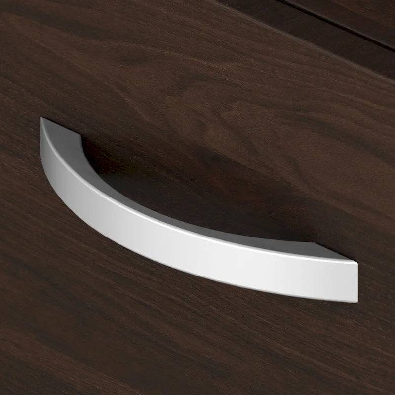 Classeur mobile Noyer Hickory/Gris/Blanc avec 2 tiroirs verrouillables et roulettes doubles